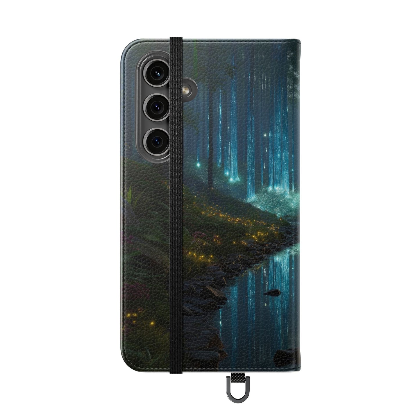 Bioluminescent Forest Flip Cases – Cyan Lightfall Stream Cover