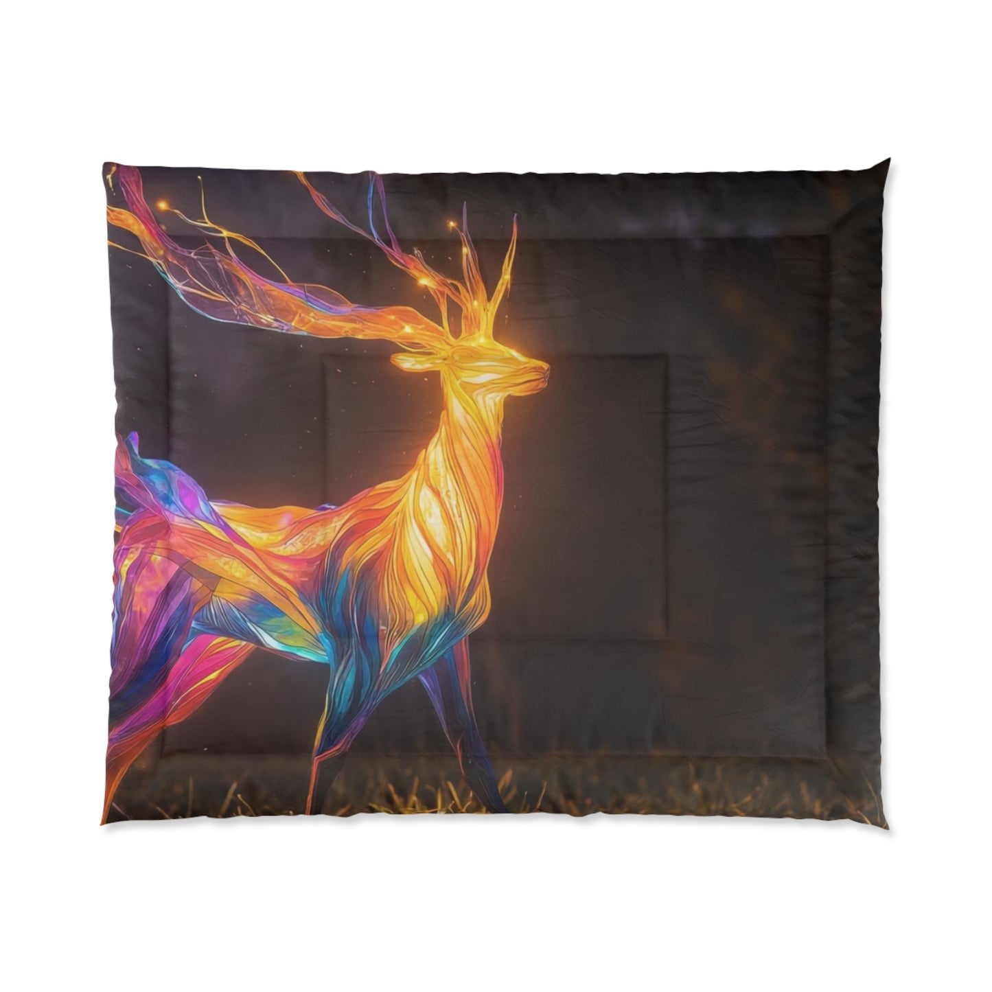 Chromatic Stag Comforter – Whispers of Night and Light