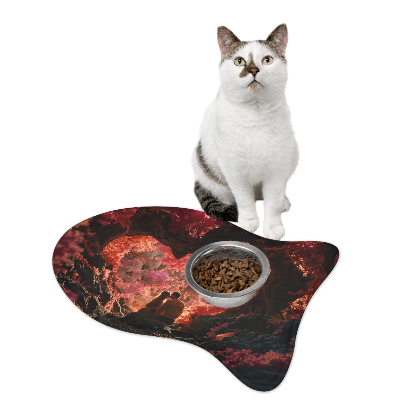 Crimson Canopy Pet Feeding Mats – Heart-Shaped Grove Dining Mat
