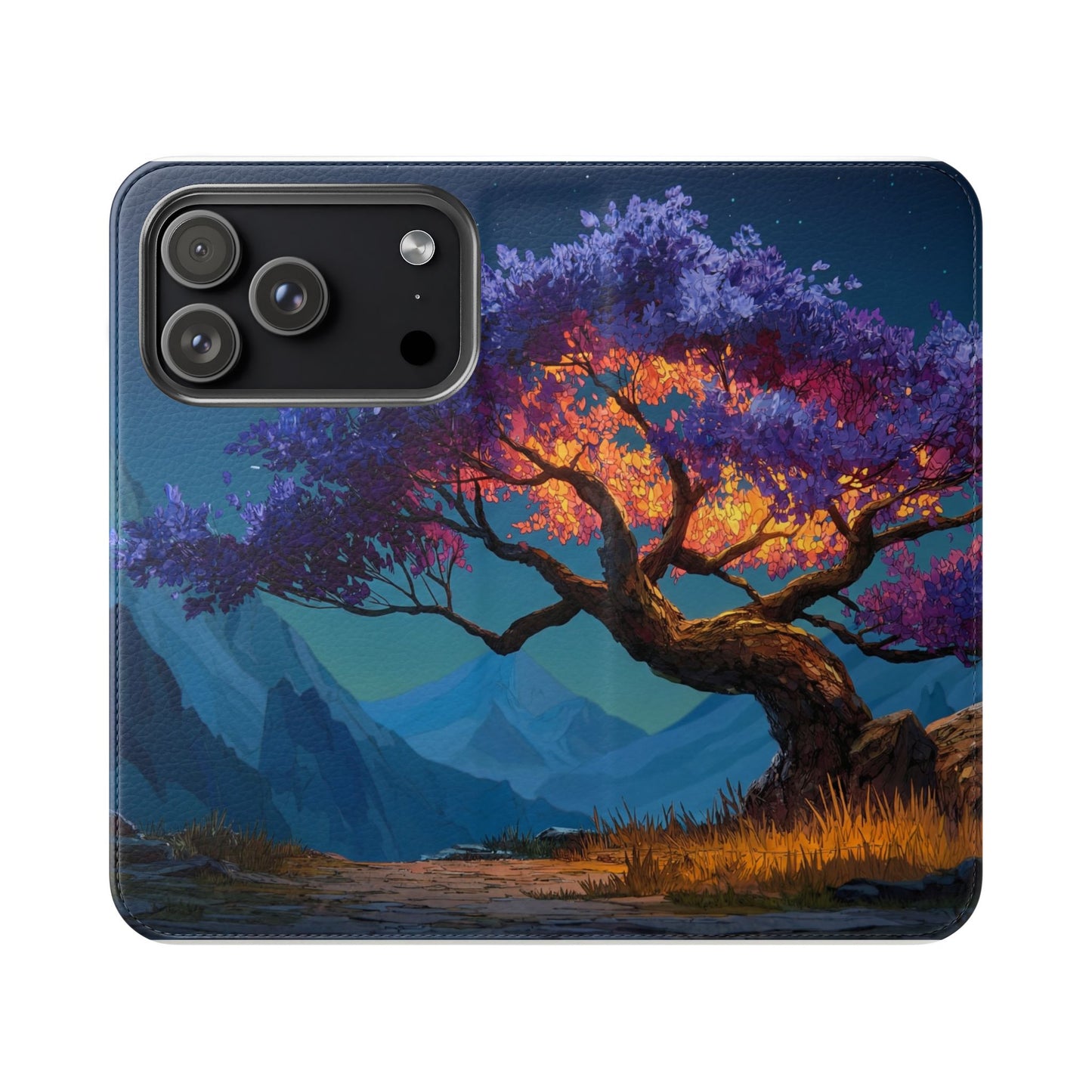 Violet Flame Tree Flip Cases – Twilight Mountain Glow Case