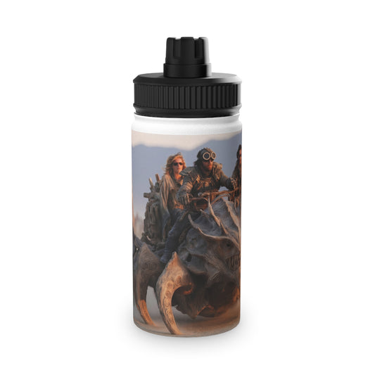 Desert Dragon Ride Stainless Steel Water Bottle, Sports Lid – Sunset Dust and Steam-Punk Fangs