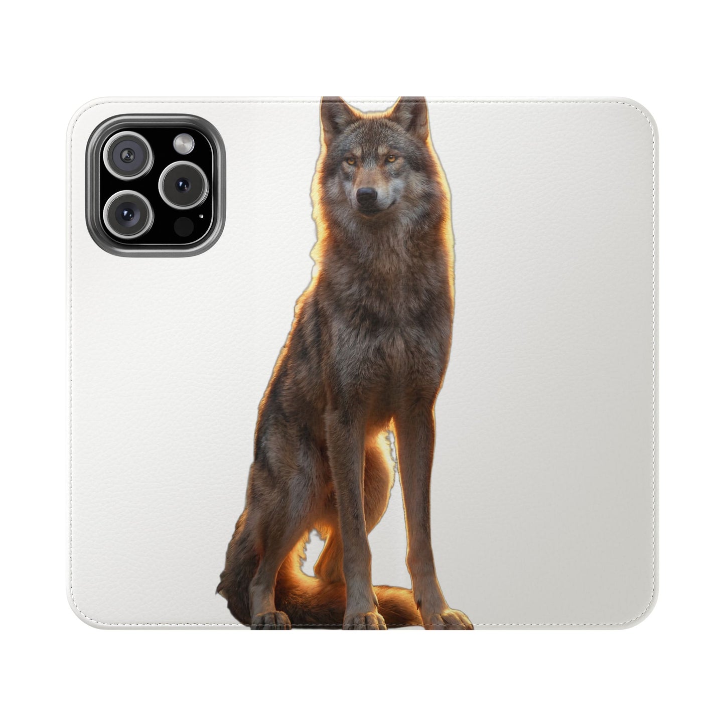 Sunlit Wolf Flip Cases – Golden Hour Sentinel Portrait