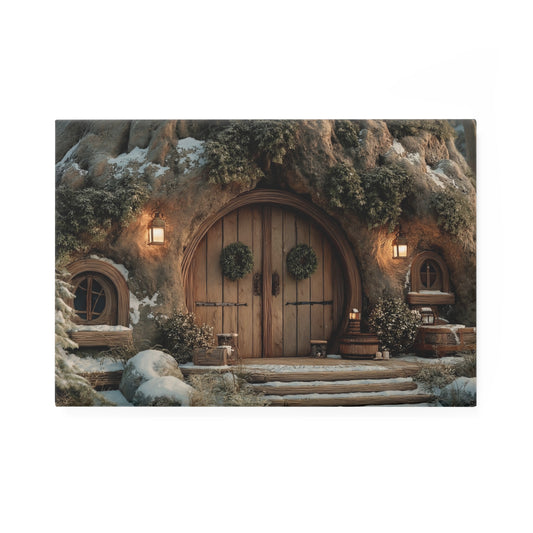 Winter Treehouse Door Magnet – Cozy Hearth in the Snowy Woods