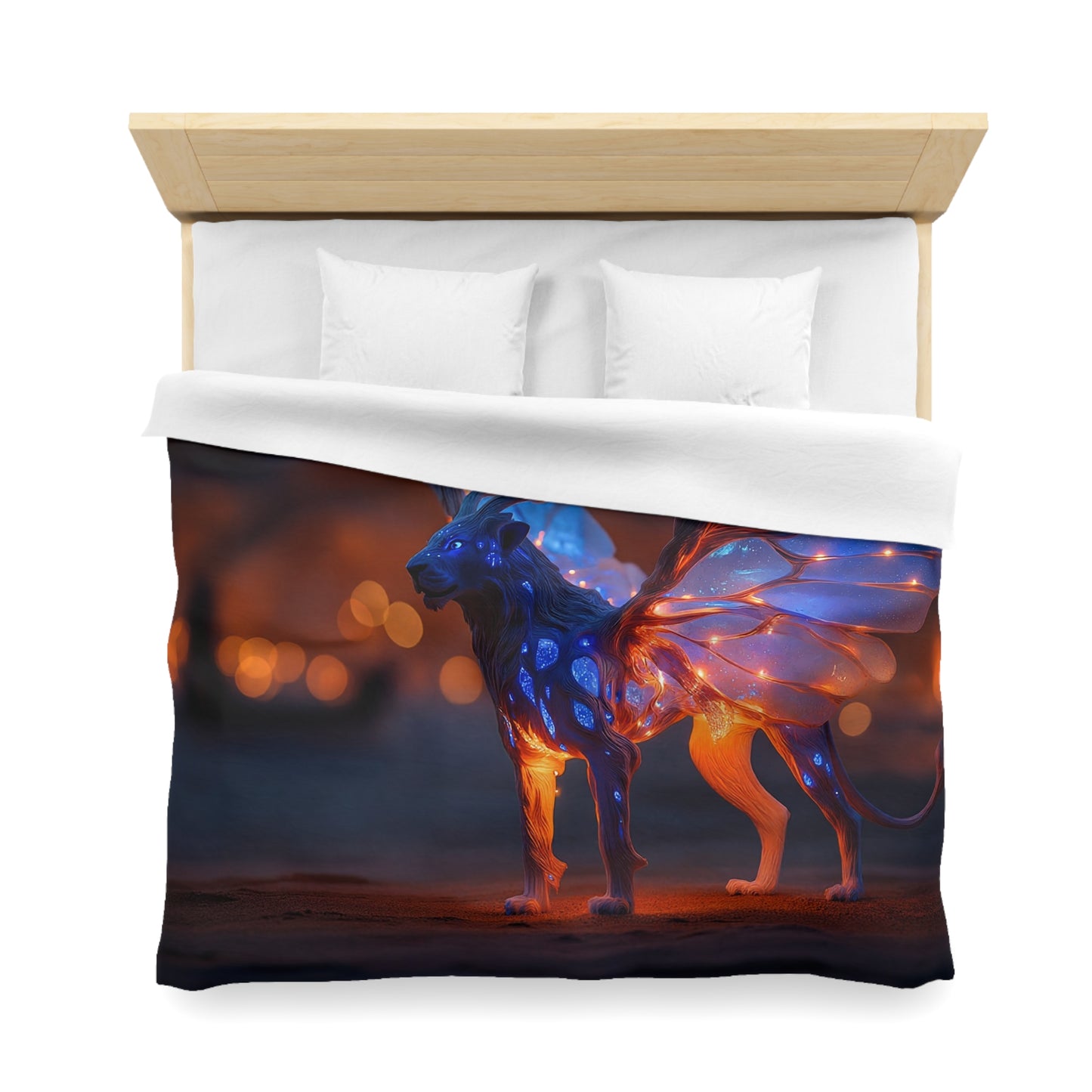 Celestial Lynx Microfiber Duvet Cover – Twilight Wingscape with Starlight Glow