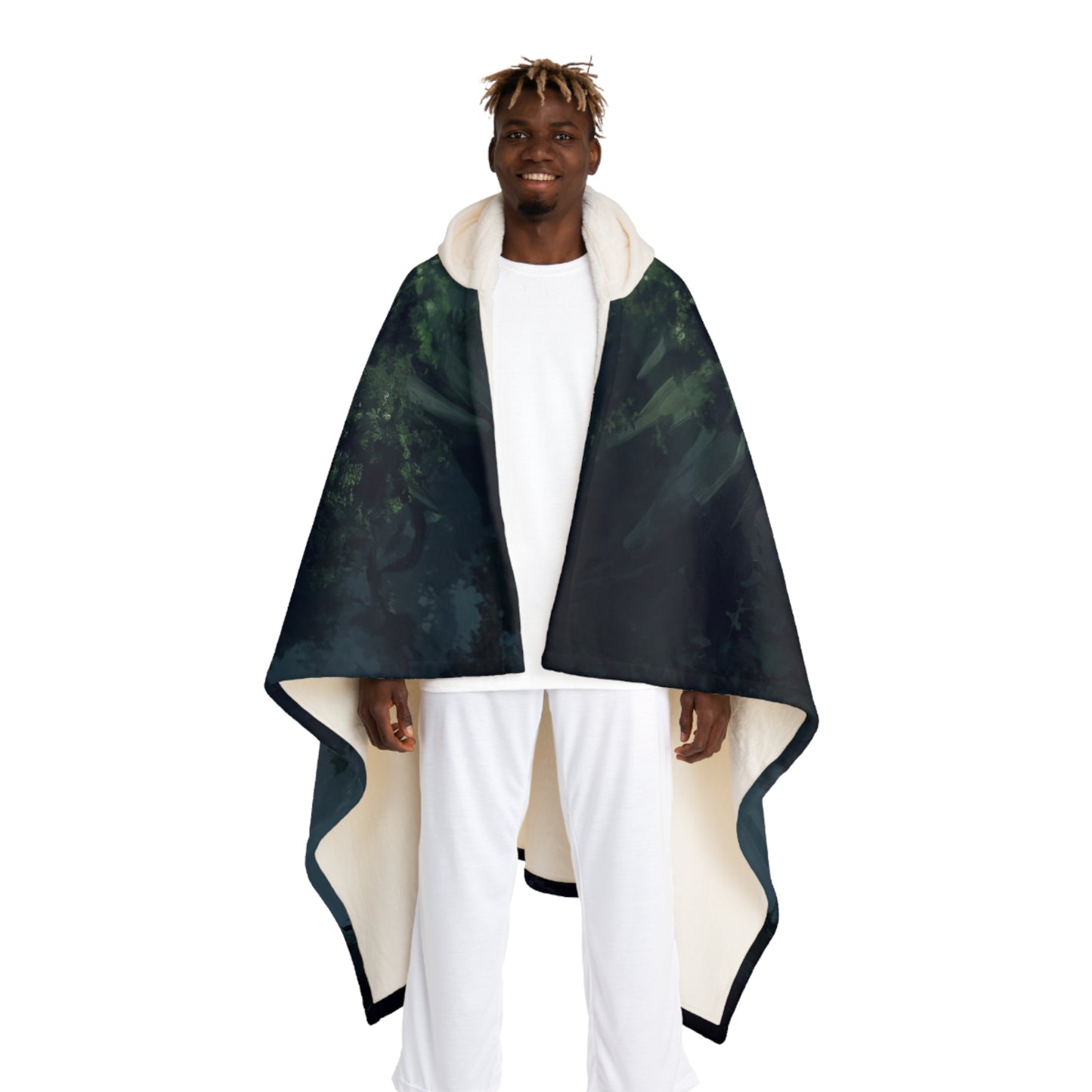 Ancient Forest Dragon Hooded Sherpa Fleece Blanket – Whispers of the Verdant Sentinel