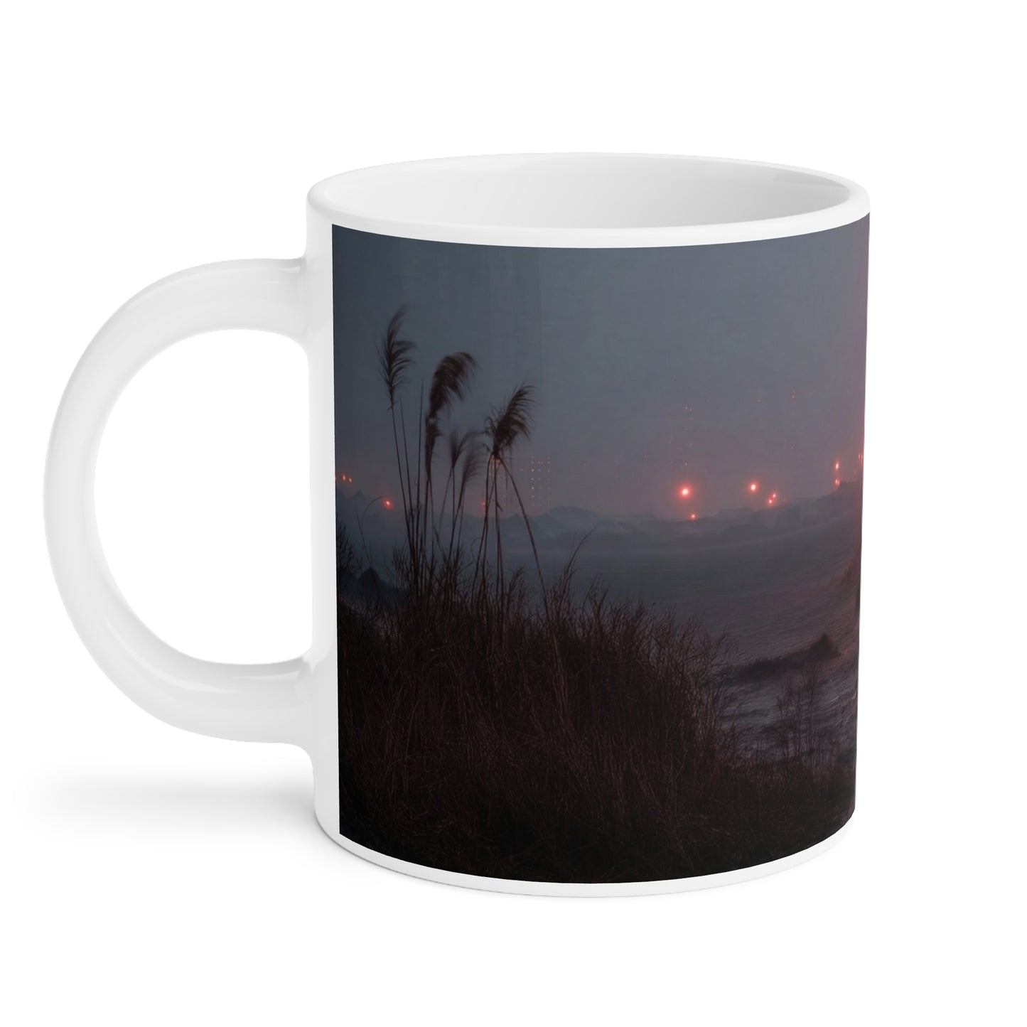 Crimson Circus Tent Ceramic Mugs (11oz\15oz\20oz) – Fogbound Wonder at Dusk