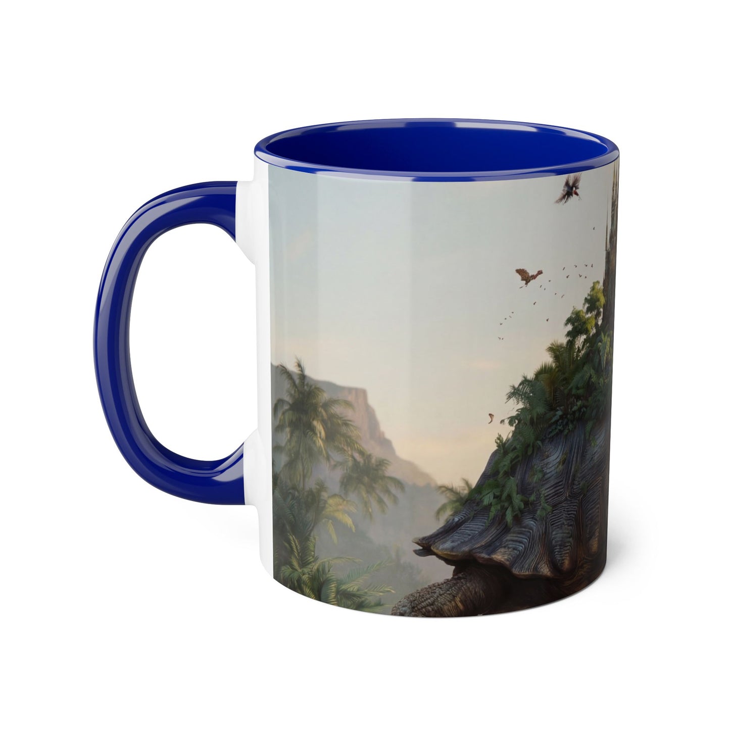 Mythic Tortoise Castle Mug – Golden Spire & Lush Grove Accent Mugs, 11oz
