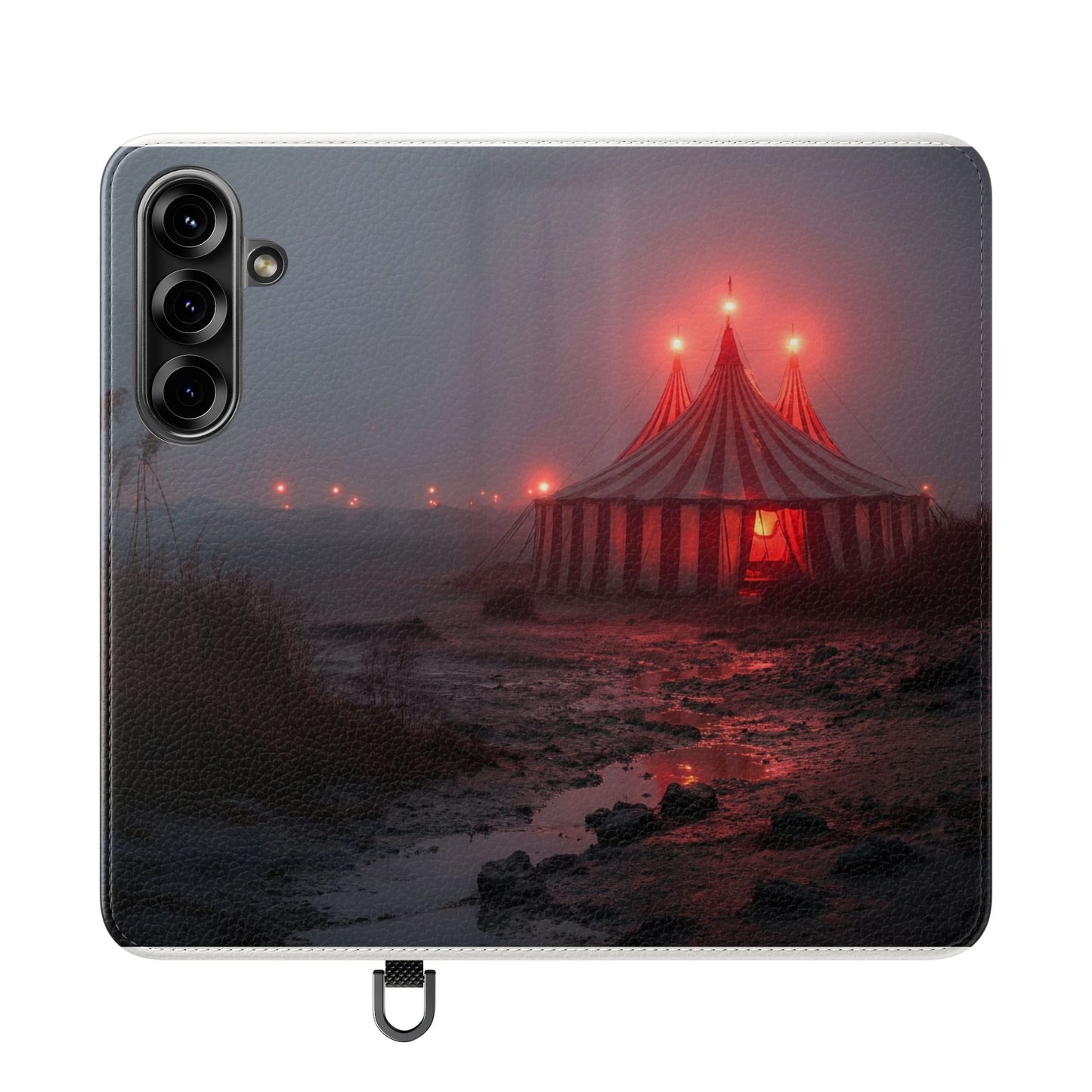 Crimson Circus Tent Flip Cases – Misty Coastside Lantern Scene
