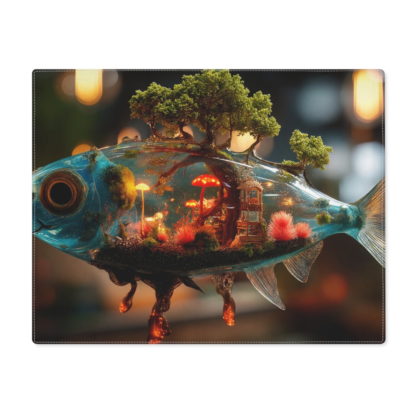 Whispering Forest Fish Placemat – Bioluminescent Underwater Sanctuary