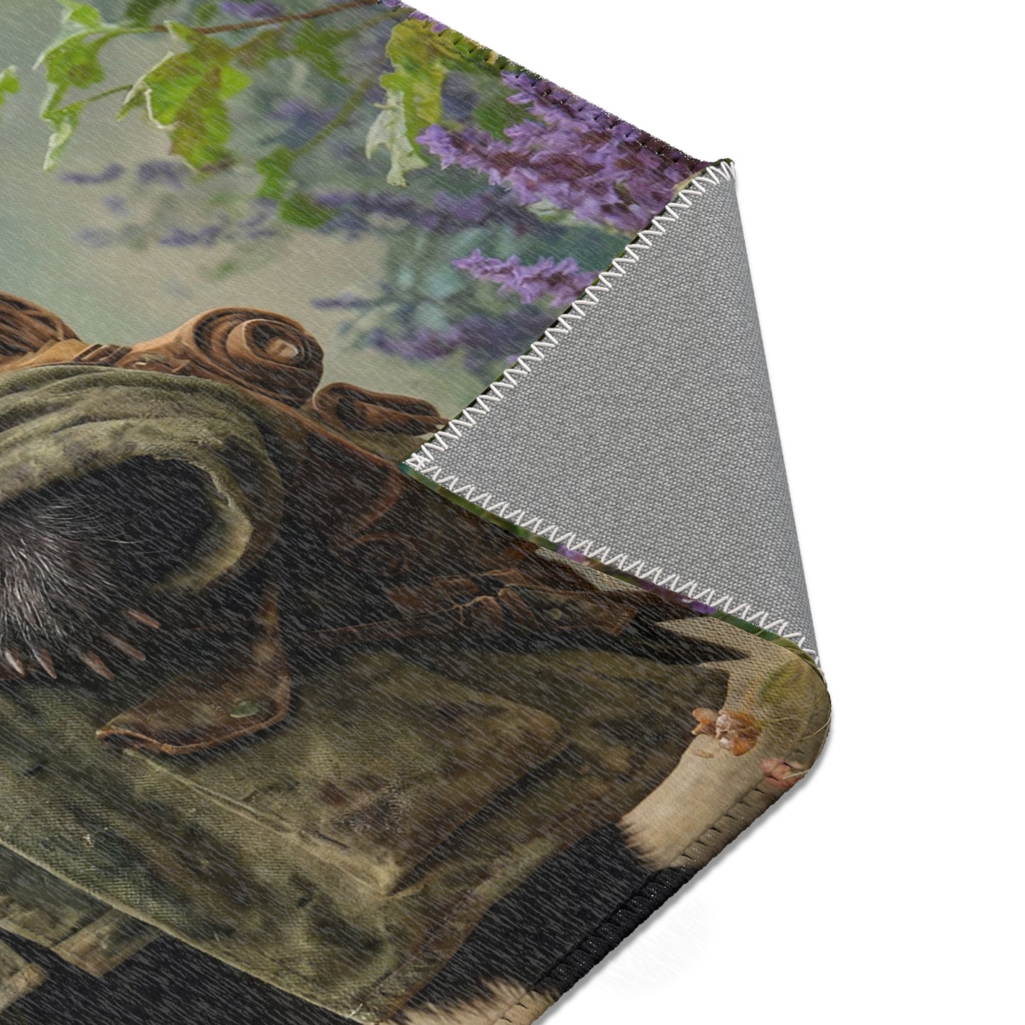Badger Explorer Area Rug – Mossy Path Through Purple Wildflowers