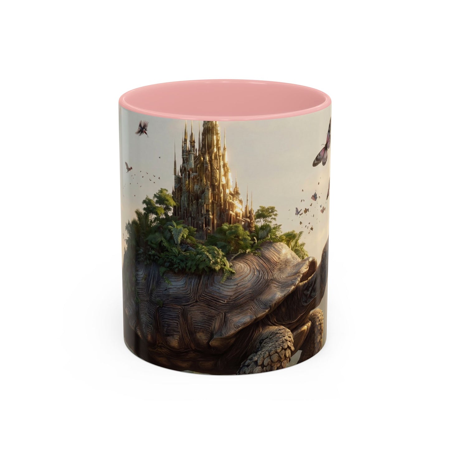 Castle Upon Turtle Shell Accent Coffee Mug (11, 15oz) – Sunset Sanctuary Dreamscape