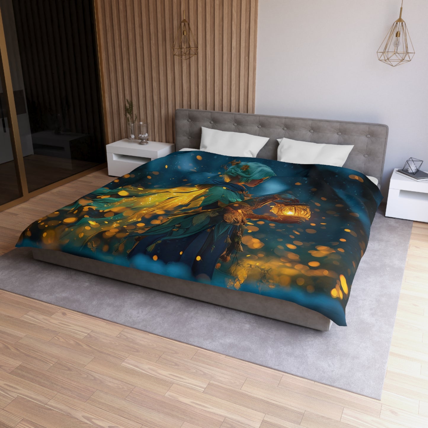 Luminescent Forest Sentinel Microfiber Duvet Cover – Warmth in the Twilight Grove