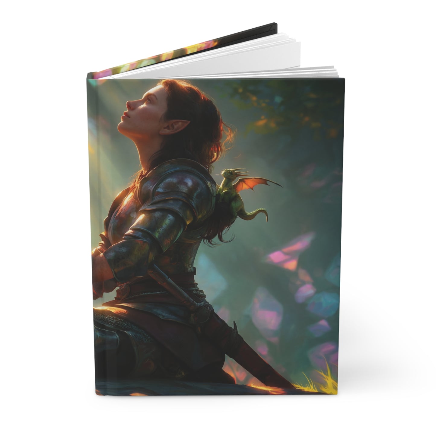 Crystal Grove Sentinel Hardcover Journal Matte – Sunlit Armor and Whispering Wings