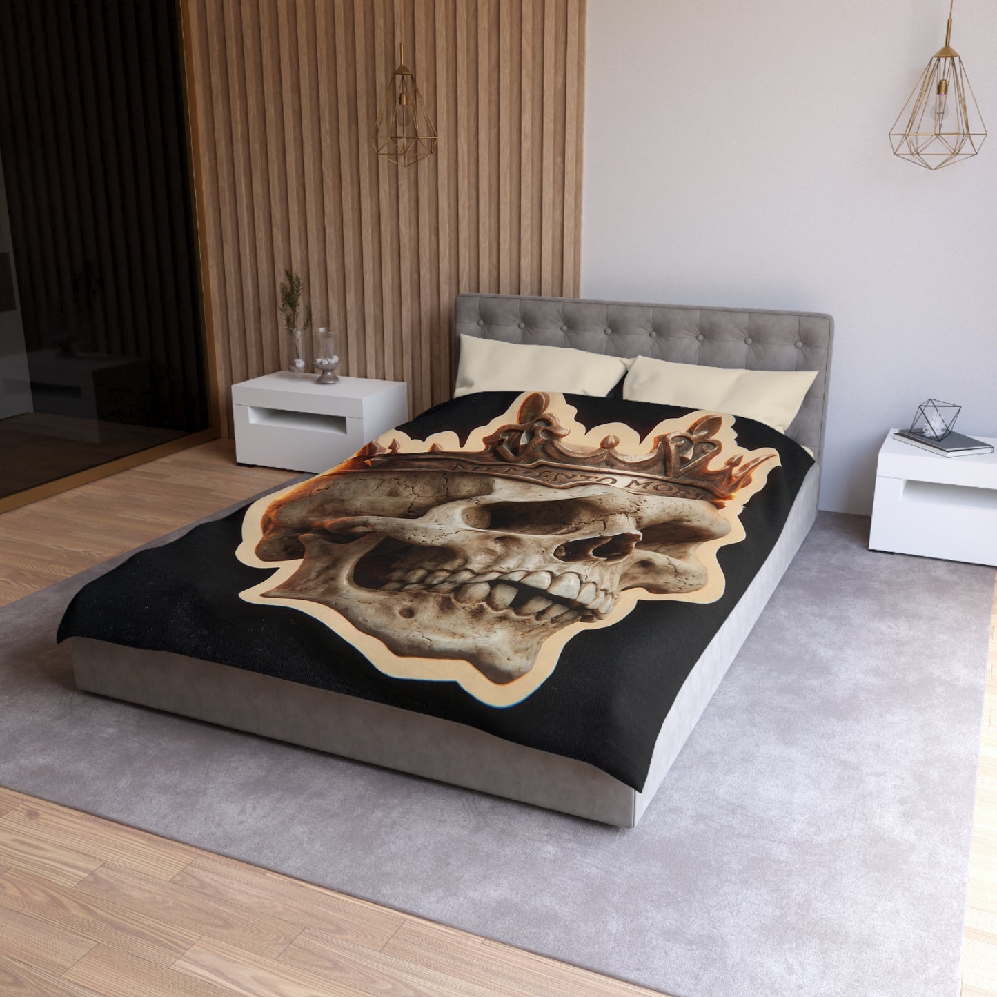 Crowned Skull Microfiber Duvet Cover – Regal Memento Mori Dreamscape