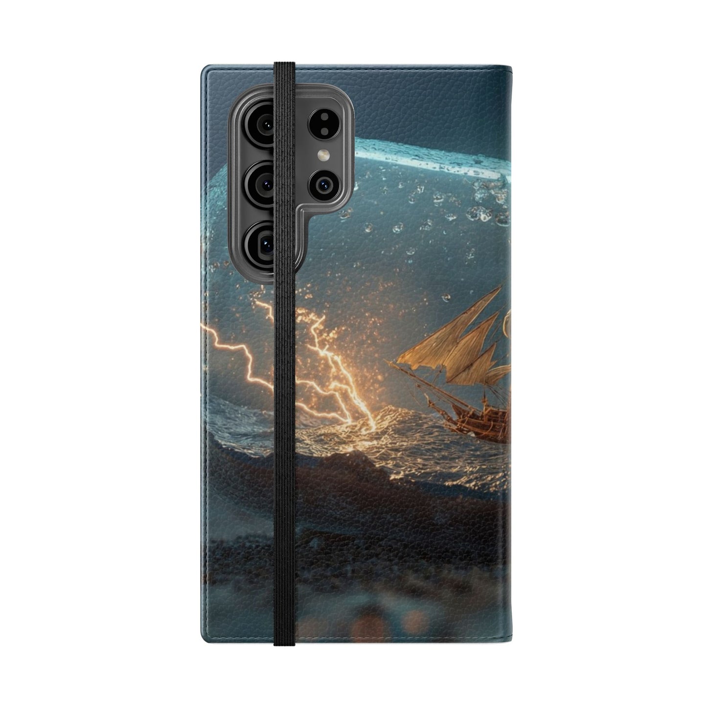 Storm-Struck Galleon Flip Cases – Lightning Inside Glass Bottle