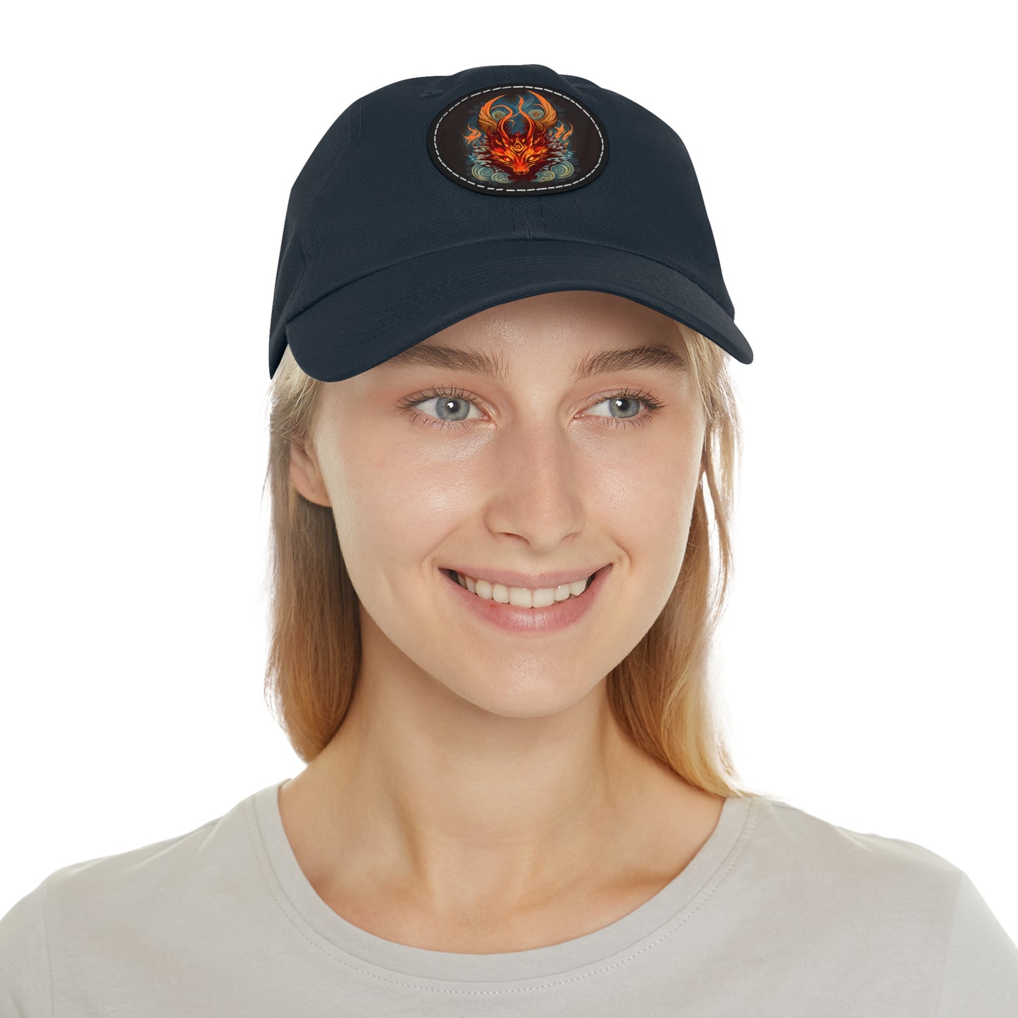 tshirt design, nine-tailed fox - Dad Hat with Leather Patch (Round)