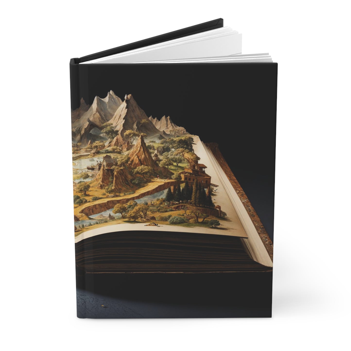Mountainous Landscape in Open Book - Hardcover Journal