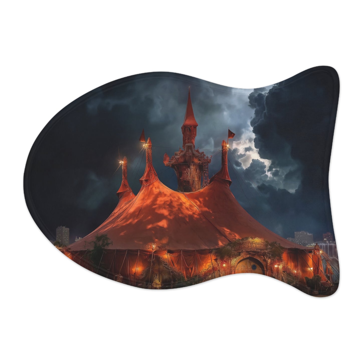 Crimson Circus Tent Pet Feeding Mats – Neon Nightscape Feast Ground