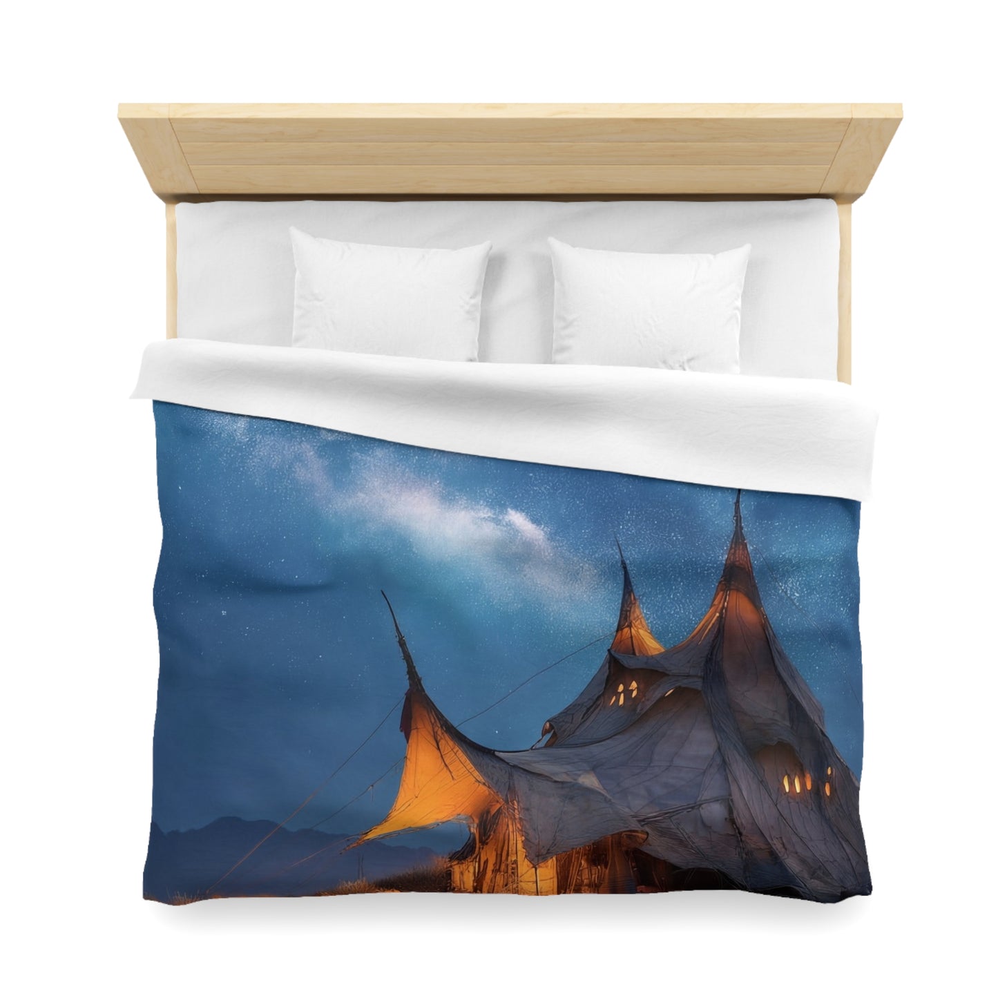 Starlit Nomad Tent Duvet Cover – Milky Way Sanctuary Under Open Skies