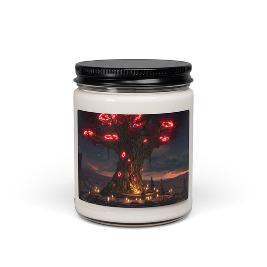 Ancient Oracle Tree Scented Soy Candle, 9oz – Crimson Circles of Whispering Wisdom