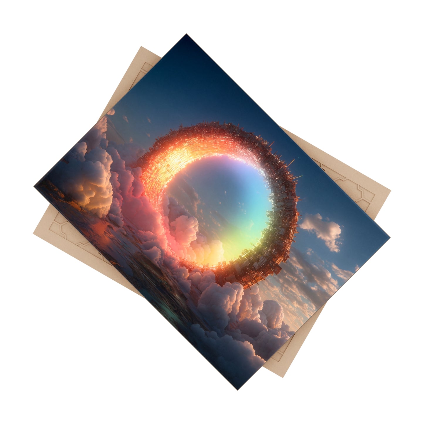 Celestial Vortex Ceramic Photo Tile – Indigo Cloud Dreamscape