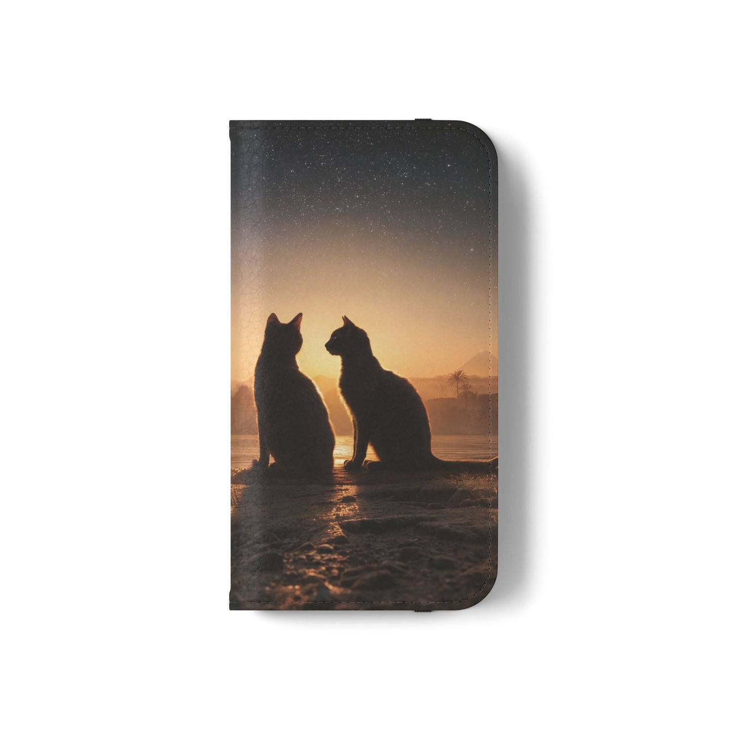 Pharaoh Cats Flip Cases – Starry Nile Guardians on the Bank