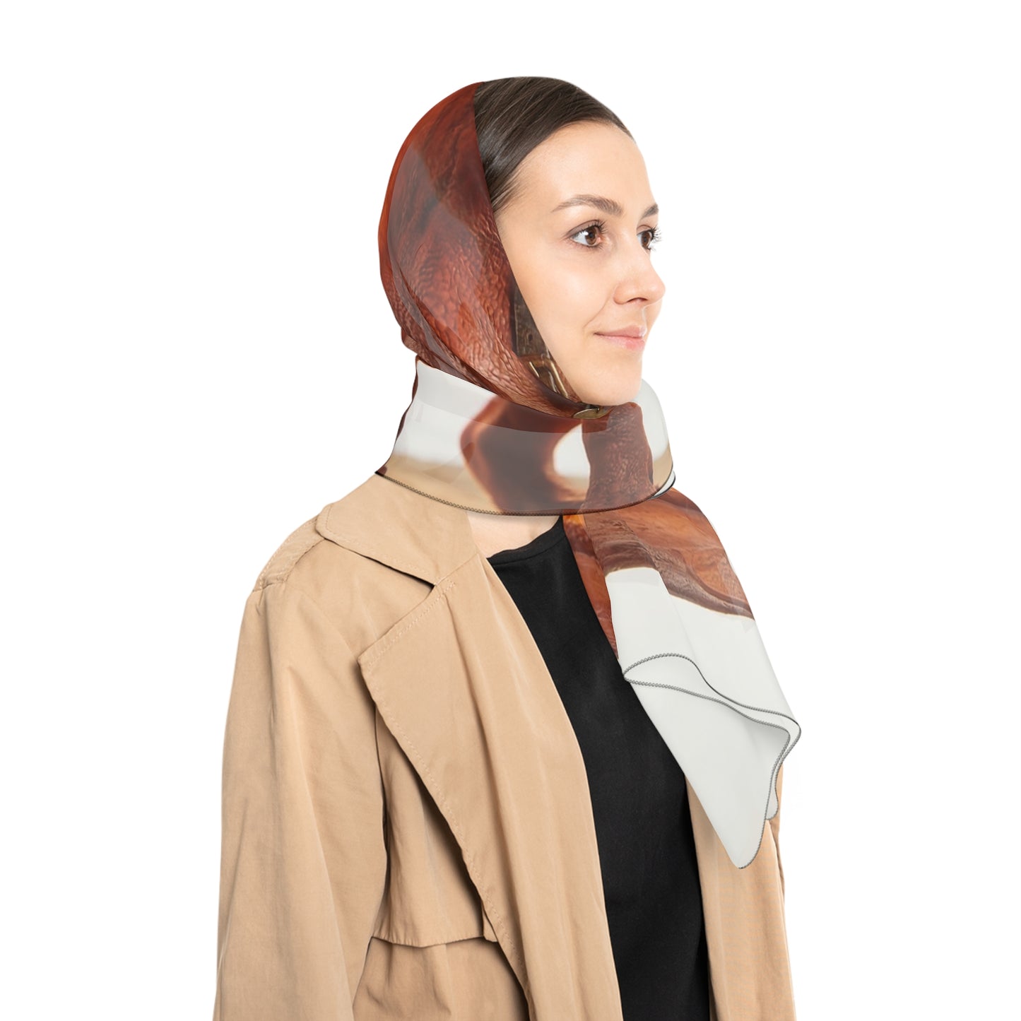 Winged Canine Sentinel Poly Scarf – Amber Glow Against the Sky