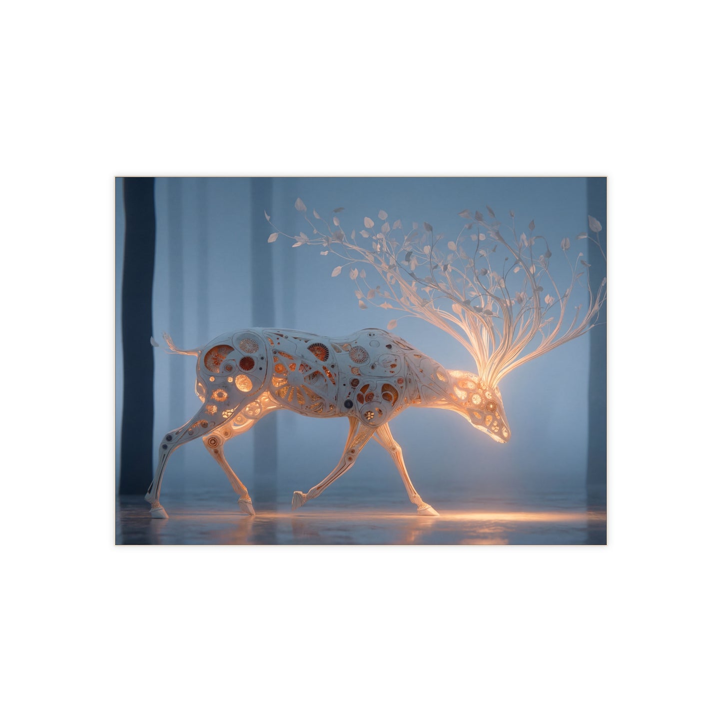Luminescent Mechanical Deer Ceramic Photo Tile – Whispers of Inner Growth