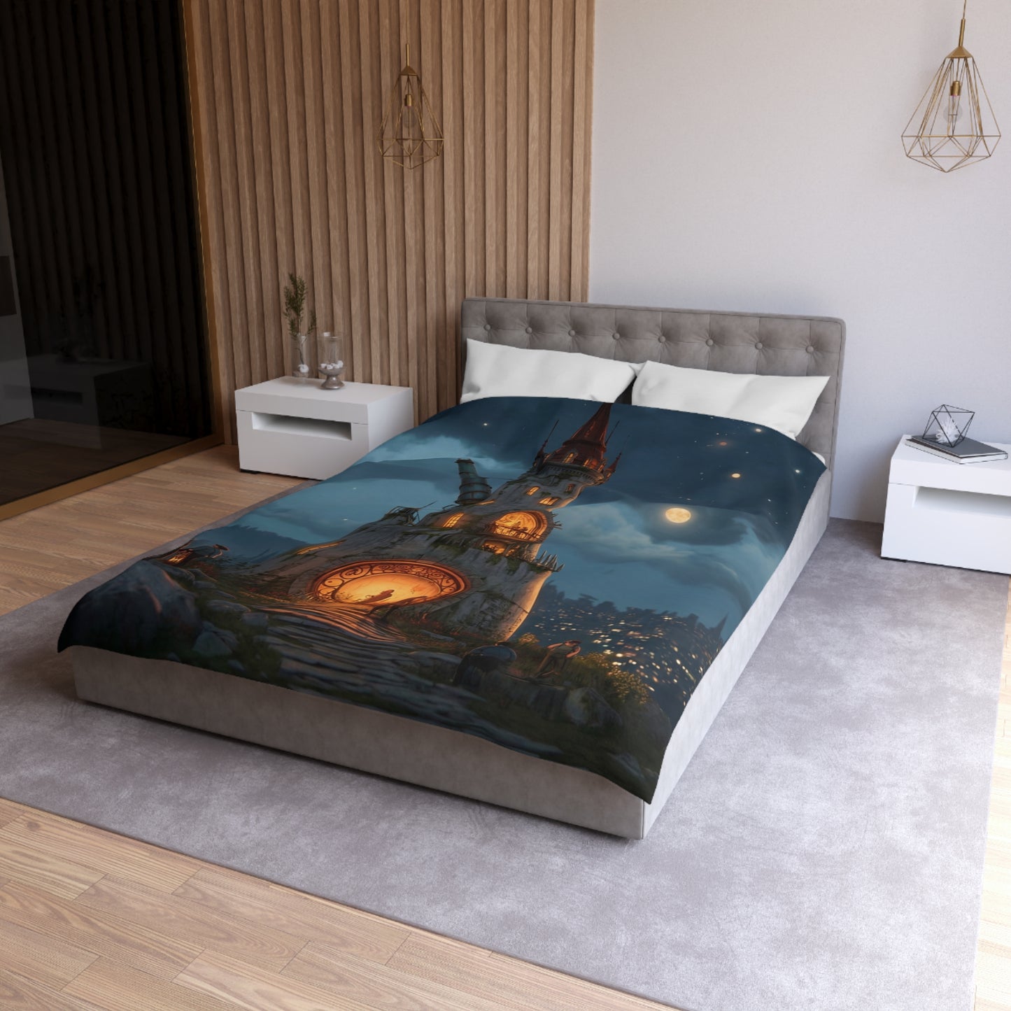 Starlit Observatory Duvet Cover – Whispers of the Cosmic Gate