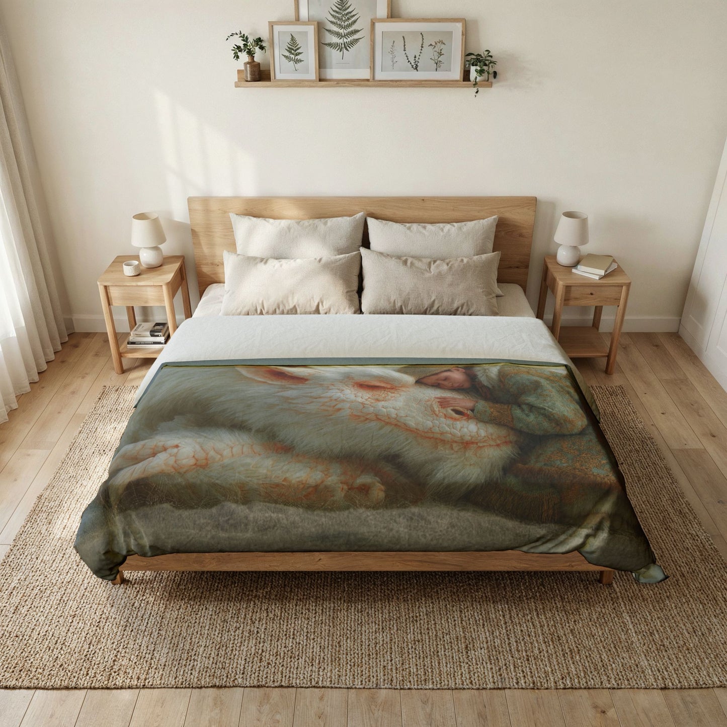 Sleeping Dragon & Child Duvet Cover – Soft Frostland Dreaming