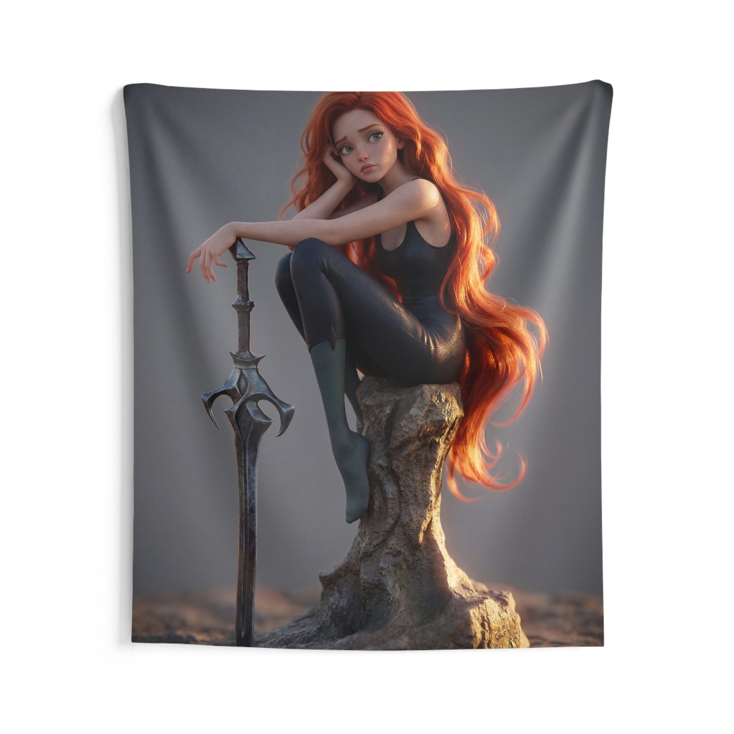 Crimson Sentinel Indoor Wall Tapestries – Sunset Vigil on the Stone