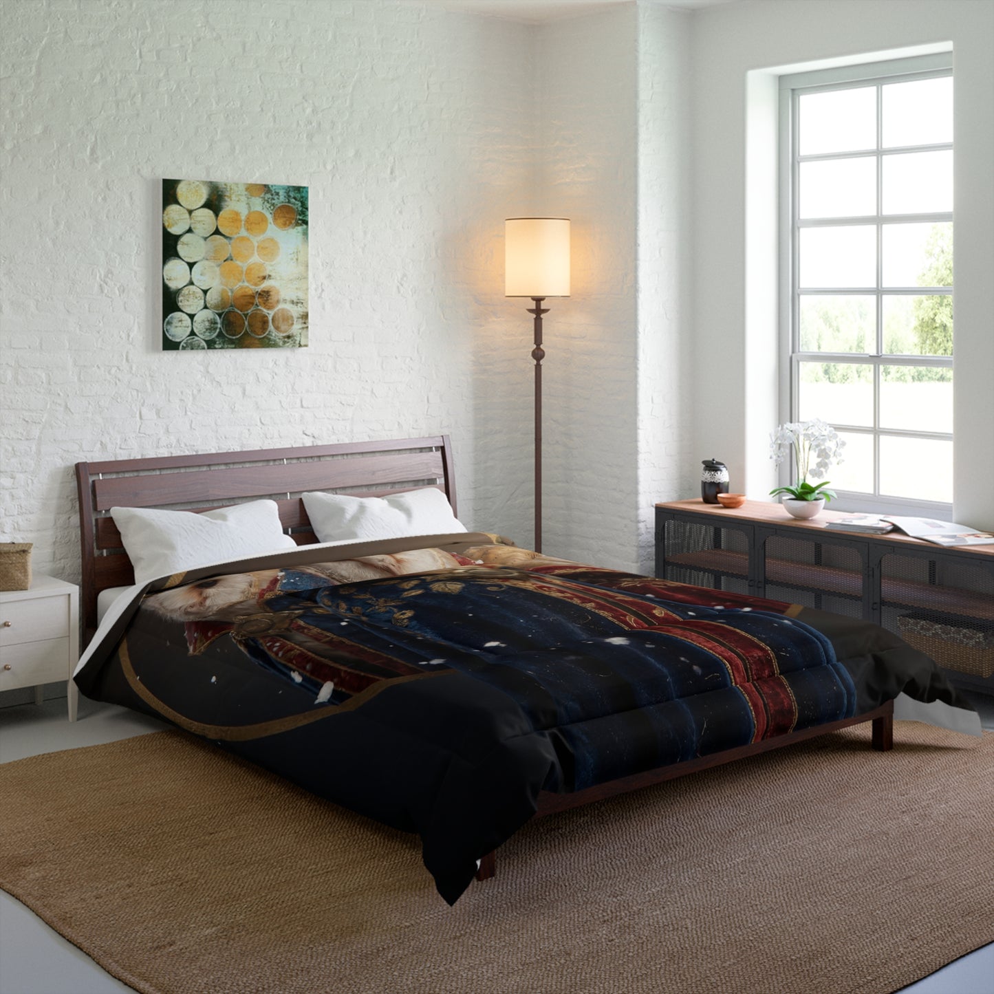 Three Wise Owls Comforter – Regal Velvet Guardians in Snowfall