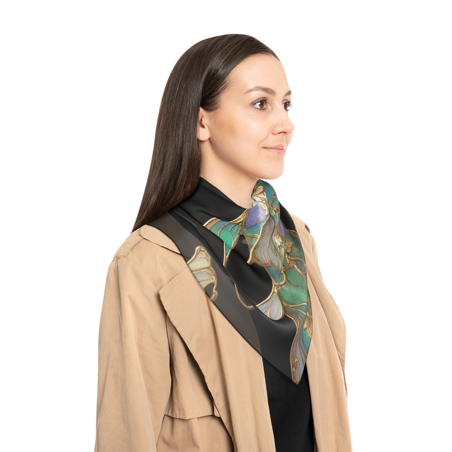 Art Nouveau Koi Poly Scarf – Liquid Light & Golden Lace