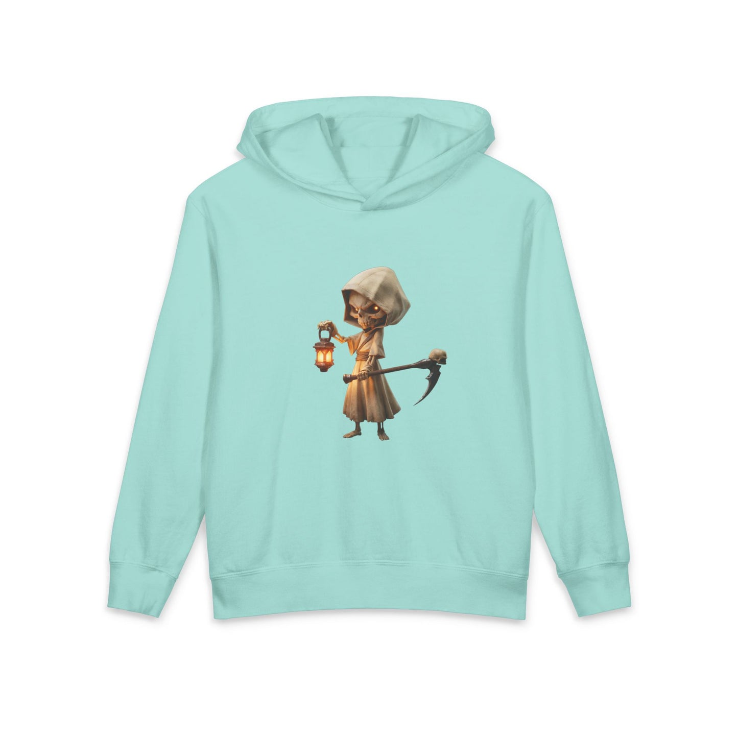 Lantern-Bearing Reaper Youth Hoodie – Glowing Bone Guardian Sentinel