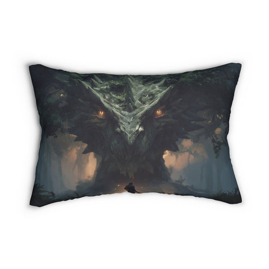 Ancient Forest Dragon Lumbar Pillow – Embrace the Whispering Guardian