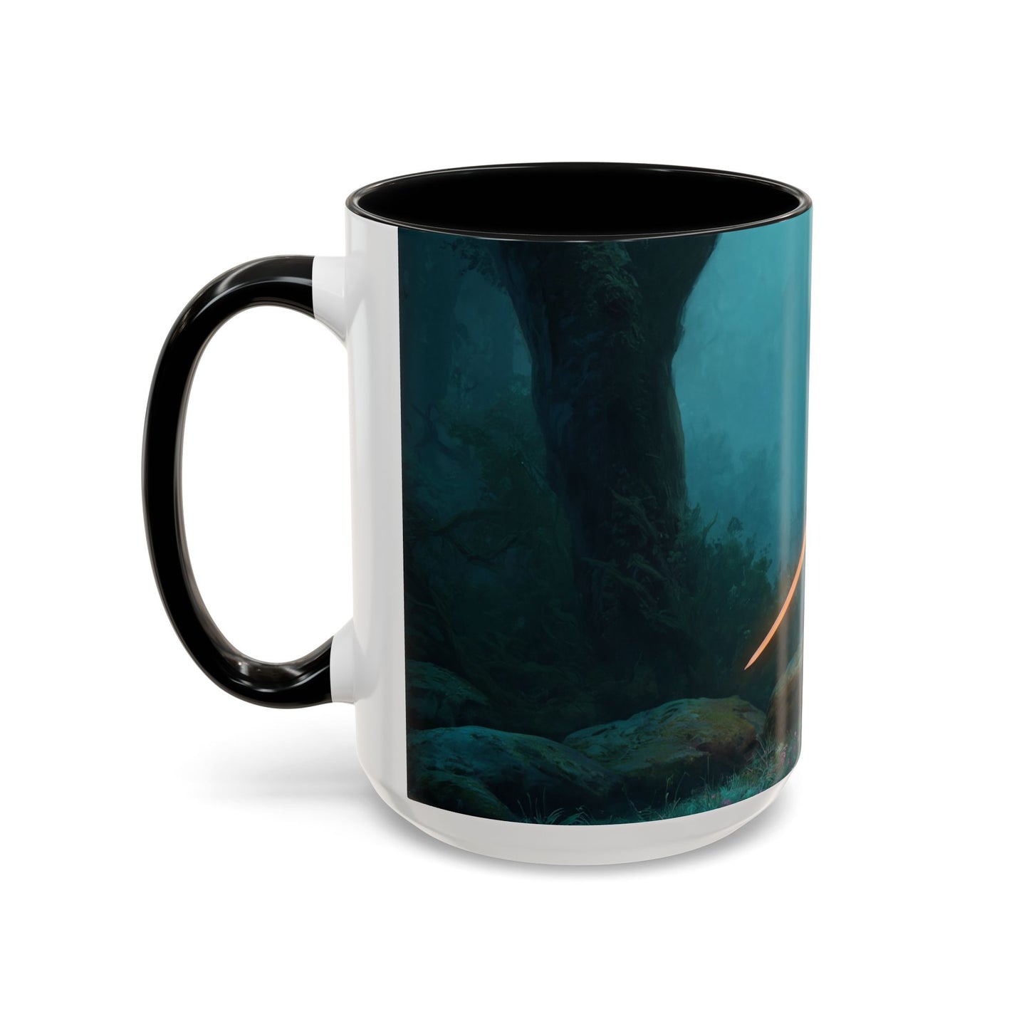 Glowing Sword Elf Sentinel Accent Coffee Mug (11, 15oz) – Misty Forest Guardian