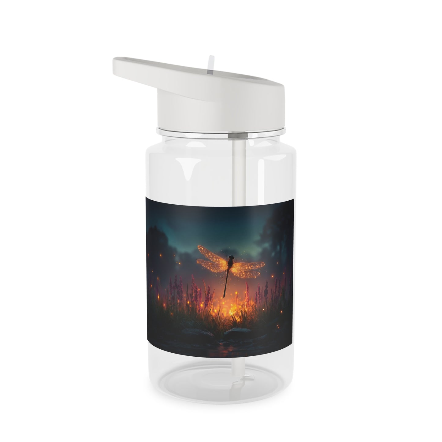Sparkling Dragonfly Tritan Water Bottle – Golden Twilight Meadow Guardian