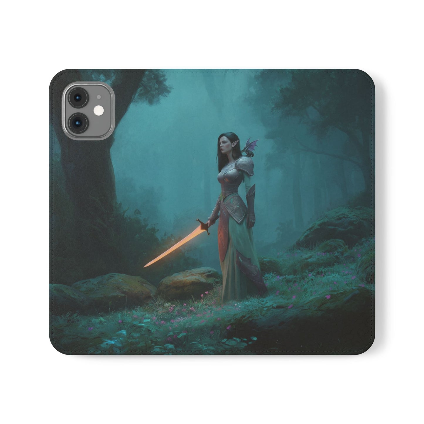 Forest Guardian Flip Cases – Elven Sentinel with Glowing Blade