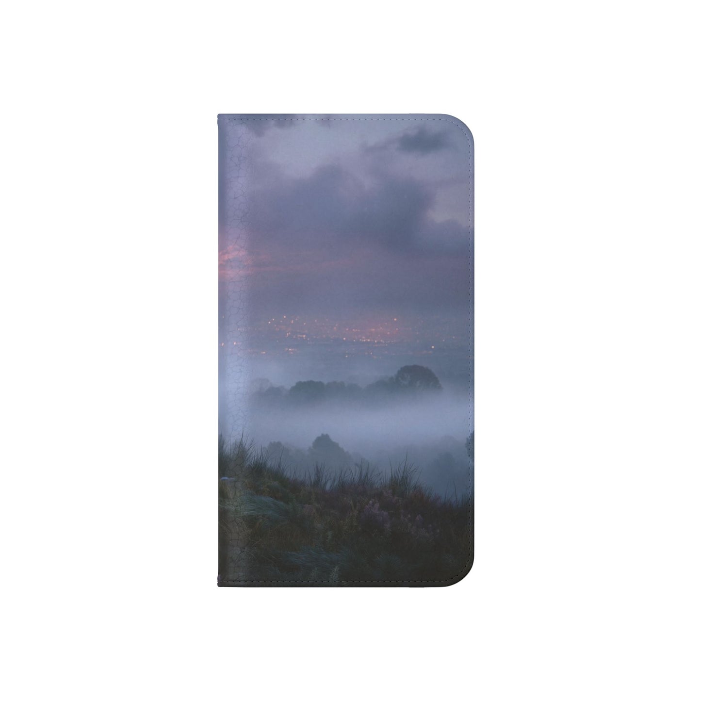 Misty Hilltop Flip Cases – Red-Haired Wanderer at Twilight