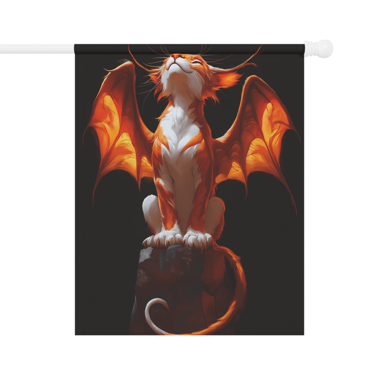 Fiery Winged Cat Dragon - Art Print