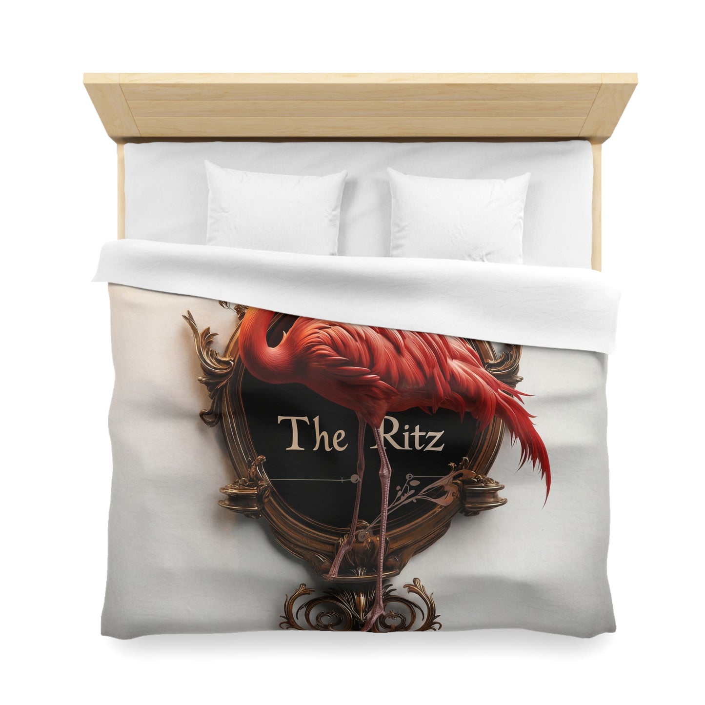 Flamingo Crest Duvet Cover – Gilded Elegance of The Ritz