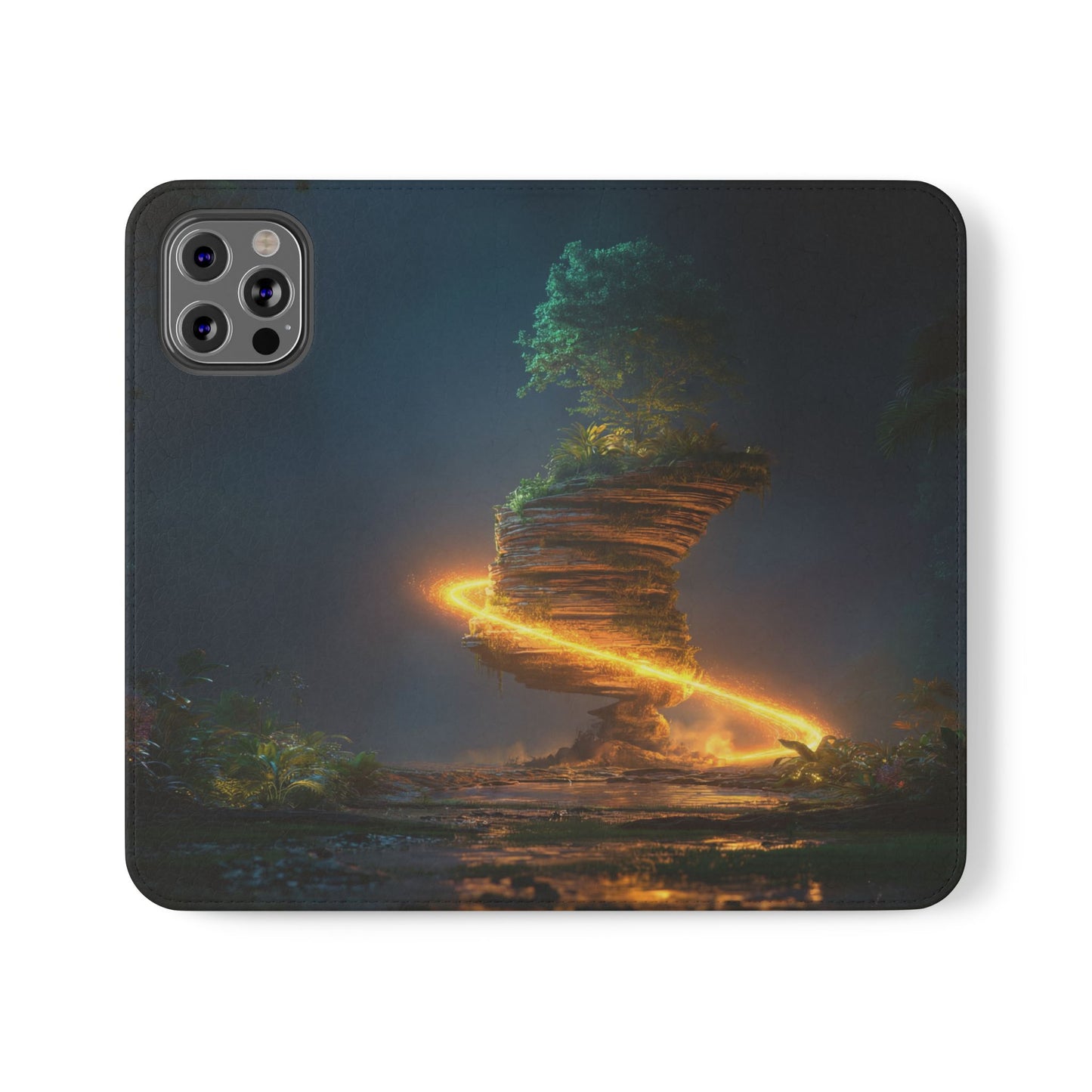 Luminous Floating Island Flip Cases – Amber Twilight Sanctuary