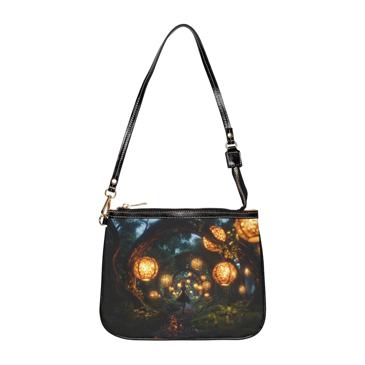 Luminous Lantern Grove Shoulder Bag – Whispering Pathway Through Ancient Trees