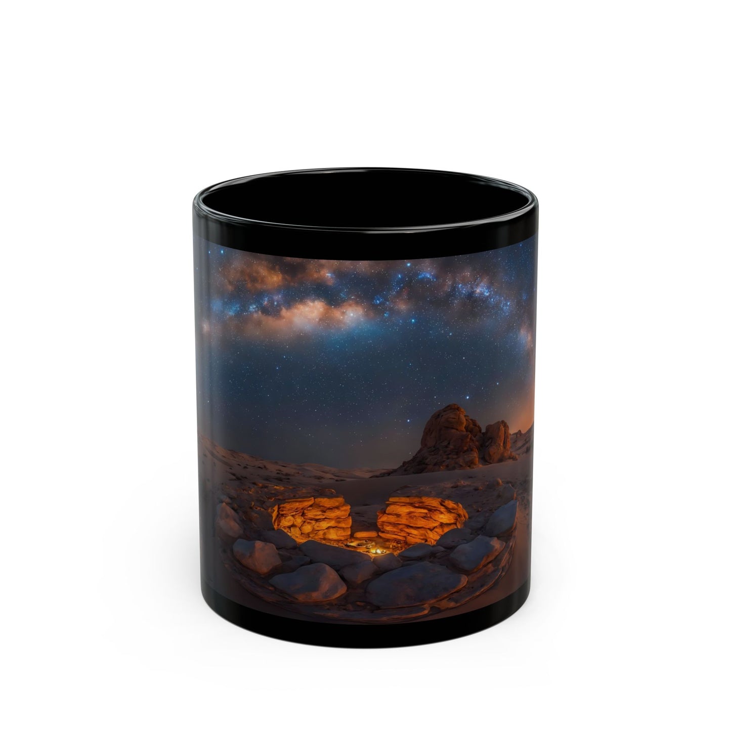 Desert Starlight Campfire Mug – Milky Way Over Sandstone Nightscape