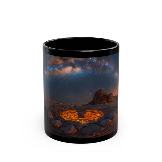 Desert Starlight Campfire Mug – Milky Way Over Sandstone Nightscape