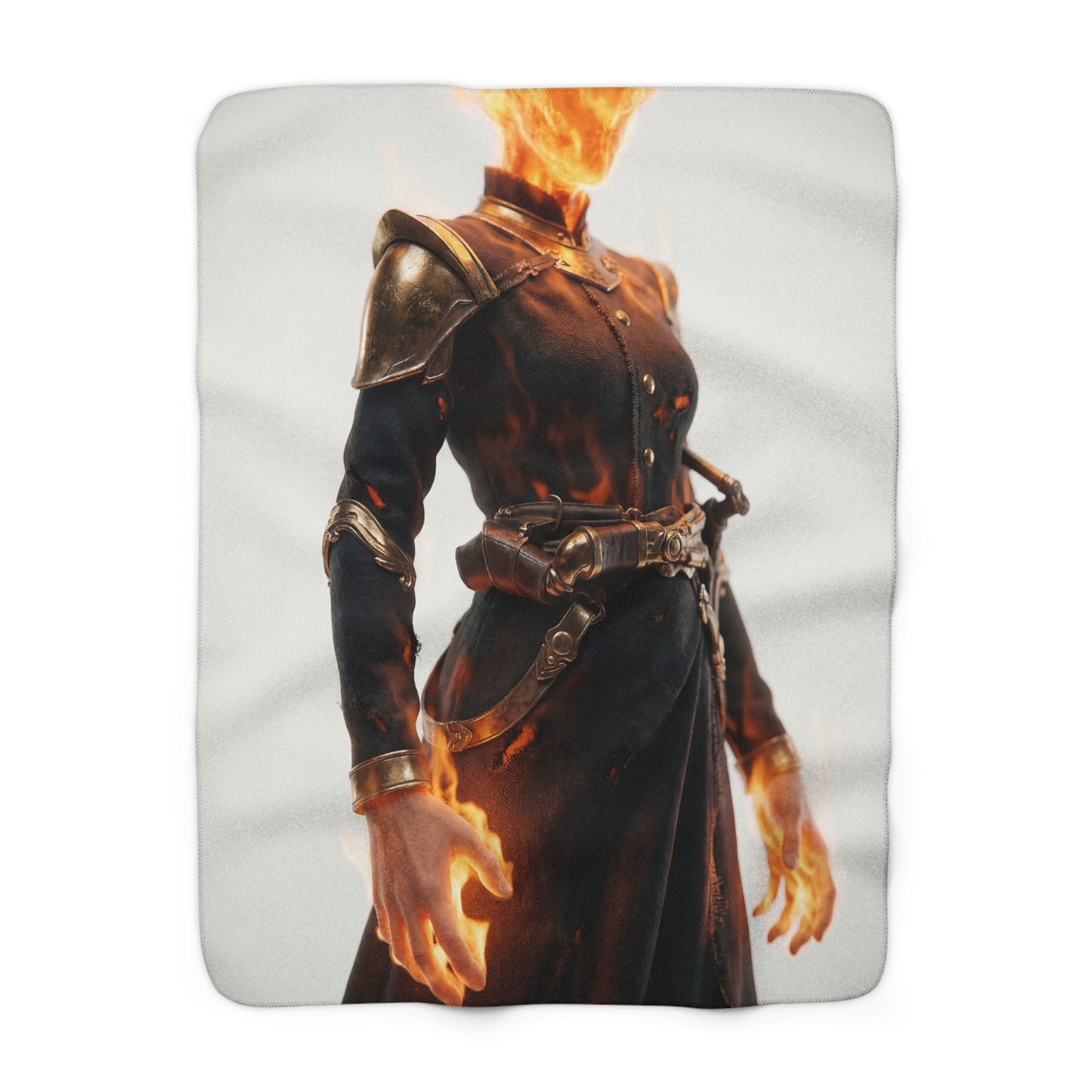 Flame-Headed Sentinel Sherpa Fleece Blanket – Ash and Ember Armor