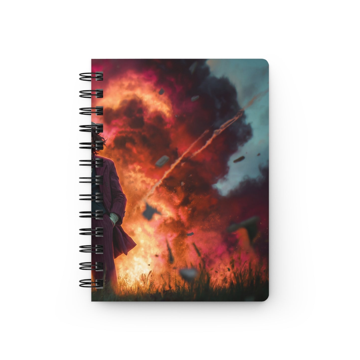 Mad Scientist Amidst Crimson Explosion Spiral Bound Journal – Calm in the Chaos