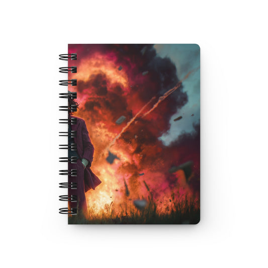 Mad Scientist Amidst Crimson Explosion Spiral Bound Journal – Calm in the Chaos