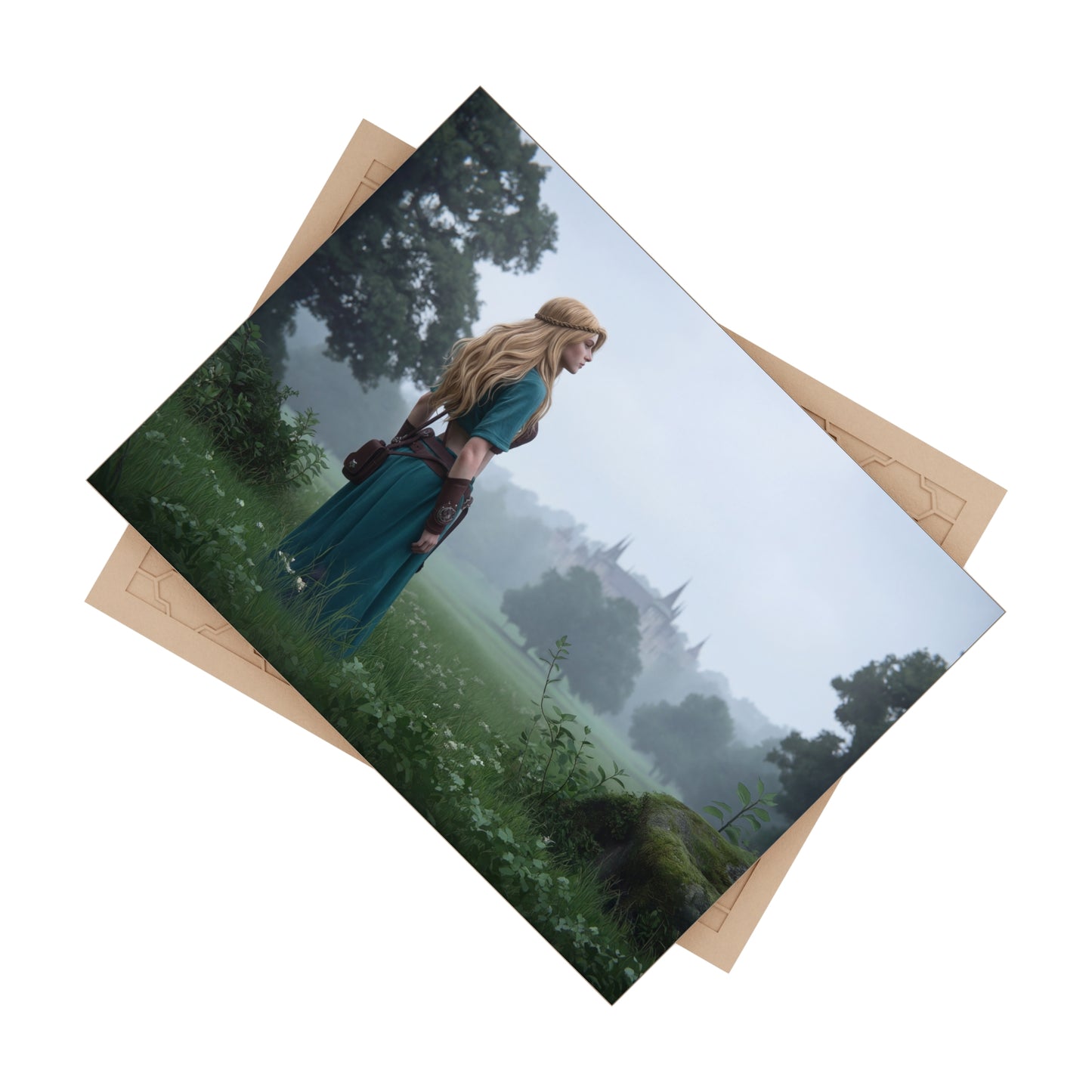 Misty Grove Pathfinder Ceramic Photo Tile – Emerald Veil and Ancient Keep