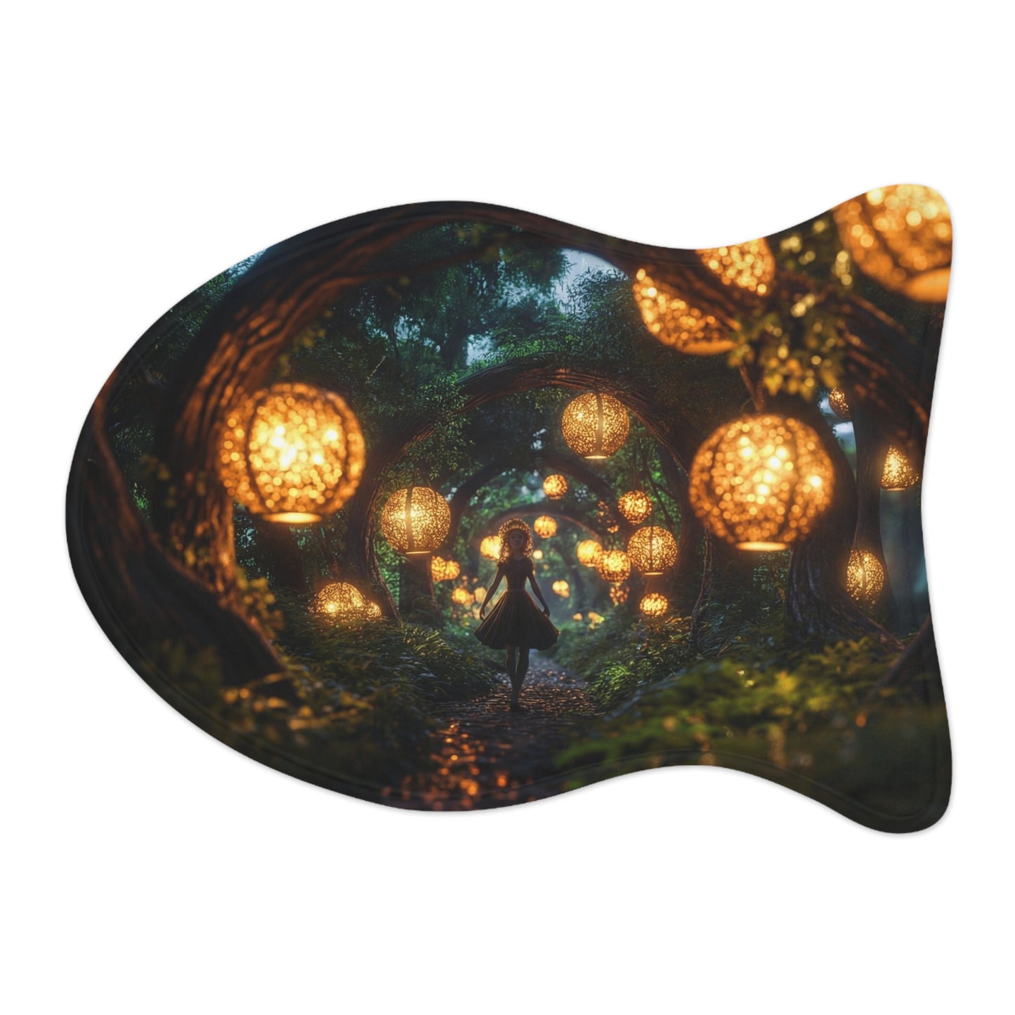 Luminous Forest Path Pet Feeding Mats – Warm Lantern Walkway